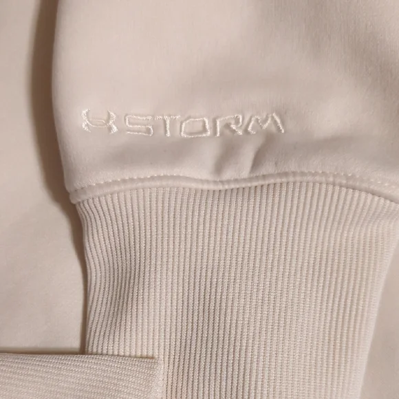 Under Armour Cream Hoodie with Blue Logo - Picture 6 of 7